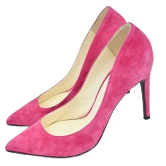 Balmain Fuchsia Suede Leather Pointed Toe Pump Size 37 (US 6.5
